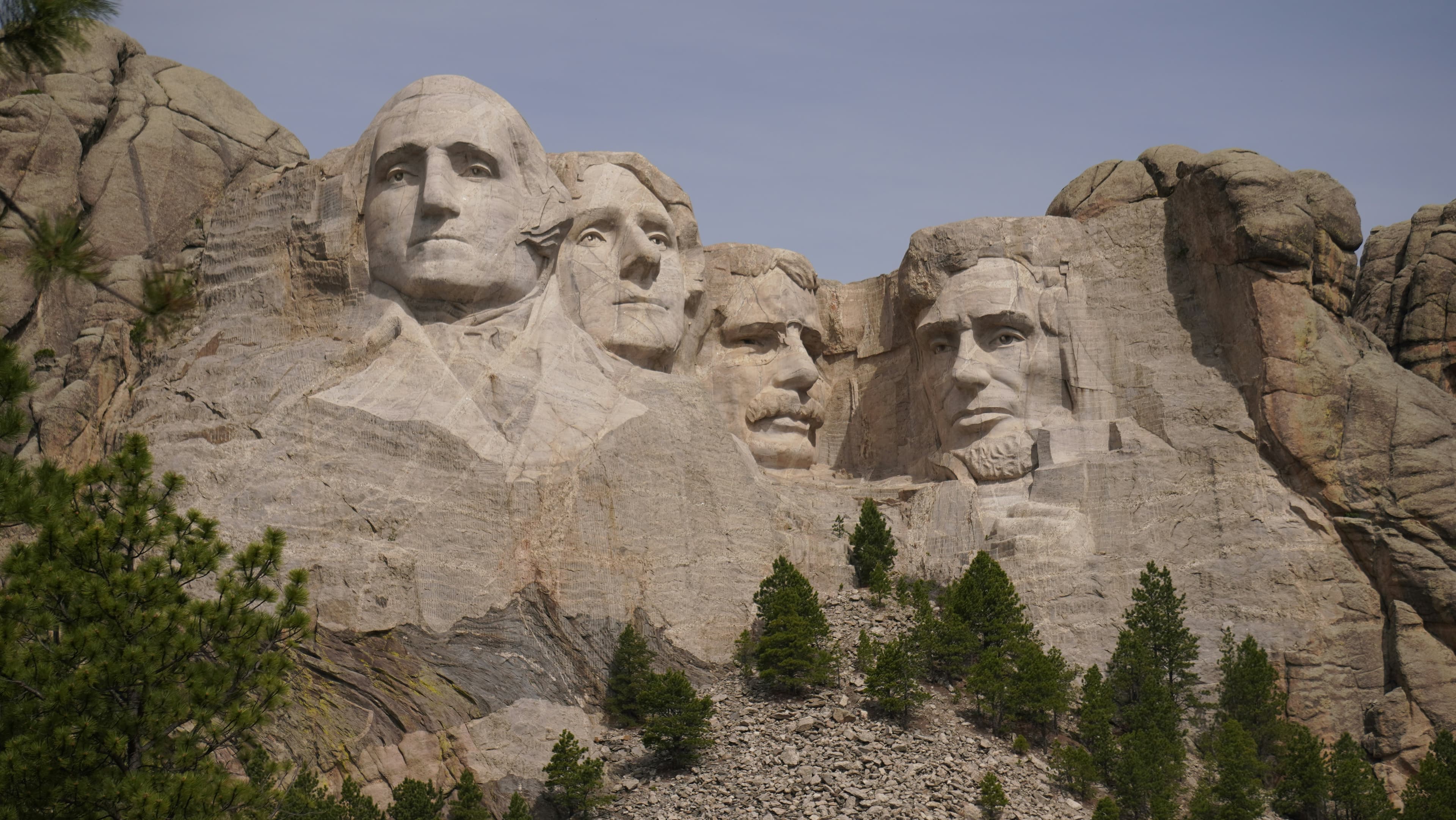 Presidents carved into the side of a mountain