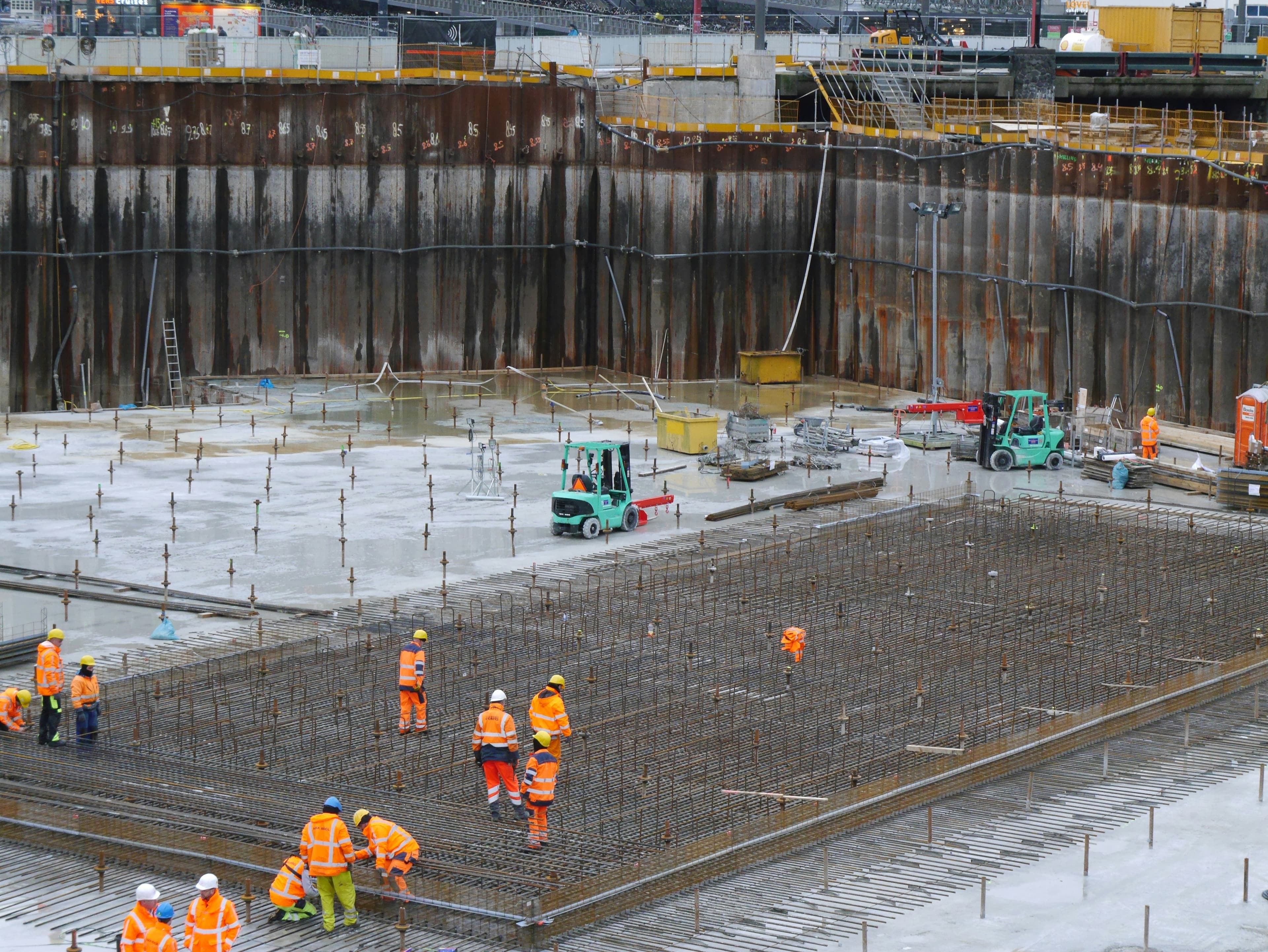 A group of construction workers on a building site